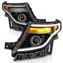 ANZO 11-15 Ford Explorer (w/Factory Halogen HL Only) Projector Headlights w/Light Bar Black Housing-1