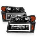 ANZO 04-12 GM Colorado/Canyon/I-Series Crystal Headlights - w/ Light Bar Black Housing 4pcs-1