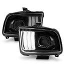 ANZO 05-09 Ford Mustang (w/Factory Halogen HL Only) Projector Headlights w/Light Bar Black Housing-1