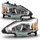 ANZO 13-15 Nissan Altima (w/o Factory HID Bulbs) Projector Headlights - w/ Light Bar Chrome Housing-1
