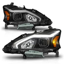 ANZO 13-15 Nissan Altima (w/o Factory HID Bulbs) Projector Headlights - w/ Light Bar Black Housing-1