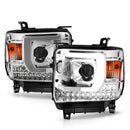 ANZO 14-15 GMC Sierra 1500/2500HD/3500HD Plank Style Projector Headlight - Chrome Housing-1