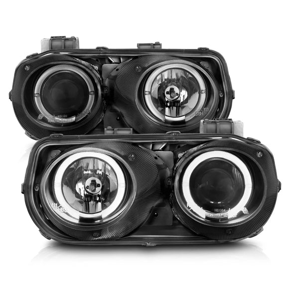 ANZO 1994-1997 Acura Integra Projector Headlights w/ Halo Black