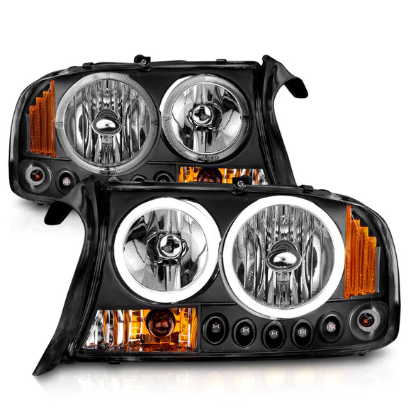 ANZO 1997-2004 Dodge Dakota Projector Headlights w/ Halo Black 1 pc