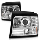 ANZO 1992-1996 Ford F-150 Projector Headlights w/ Halo Chrome w/ Side Markers and Parking Lights-1