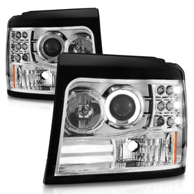 ANZO 1992-1996 Ford F-150 Projector Headlights w/ Halo Chrome w/ Side Markers and Parking Lights