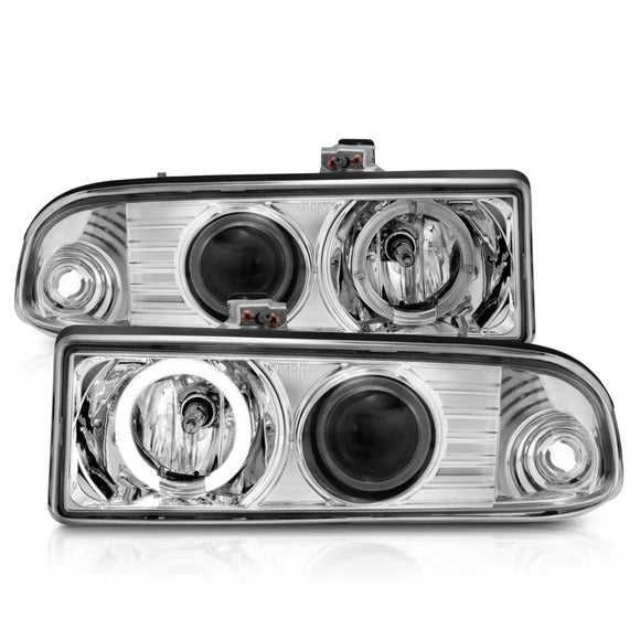 ANZO 1998-2005 Chevrolet S-10 Projector Headlights w/ Halo Chrome