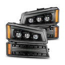 AlphaRex 03-06 Chevy Silverado 1500/2500HD/3500HD/Avalanche Alpha-Black NOVA LED Proj Headlights-1