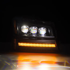AlphaRex 03-06 Chevy Silverado 1500/2500HD/3500HD/Avalanche Black NOVA LED Proj Headlights - 0