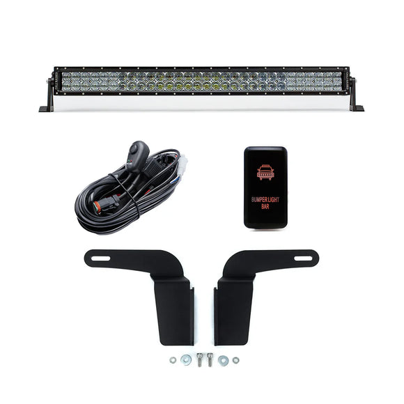 Cali Raised 03-09 Toyota 4Runner 32In Lower Bumper Hidden Led Light Bar Brackets Kit -Amber - Tall