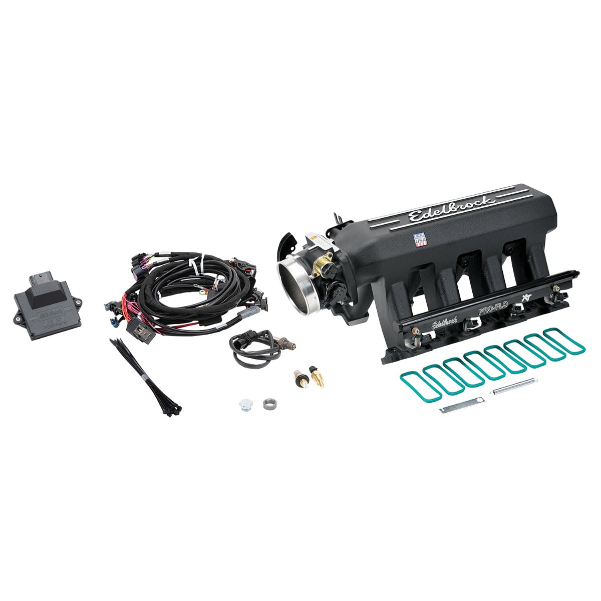 Edelbrock Pro Flo 4 XT EFI System Seq Port LS Gen III/IV Cathedral Port 550 HP Max 35lb/hr Black