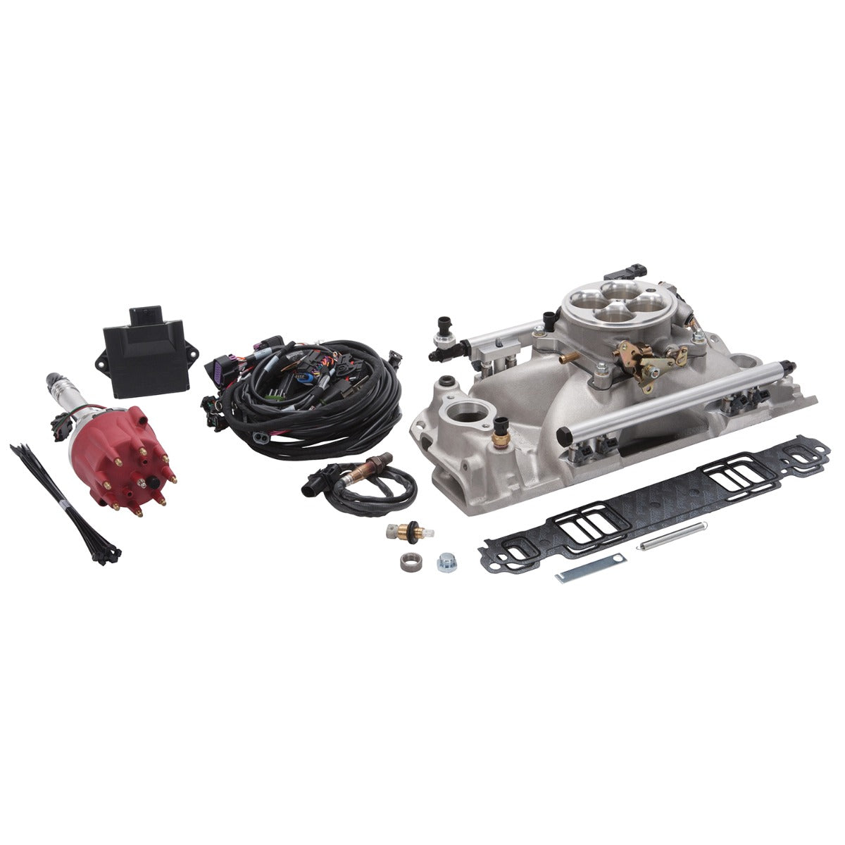 Edelbrock Pro Flo 4 Fuel Injection Kit Seq Port SBC 1986&Earlier 550 Max HP 29 LbHr Injectors Satin