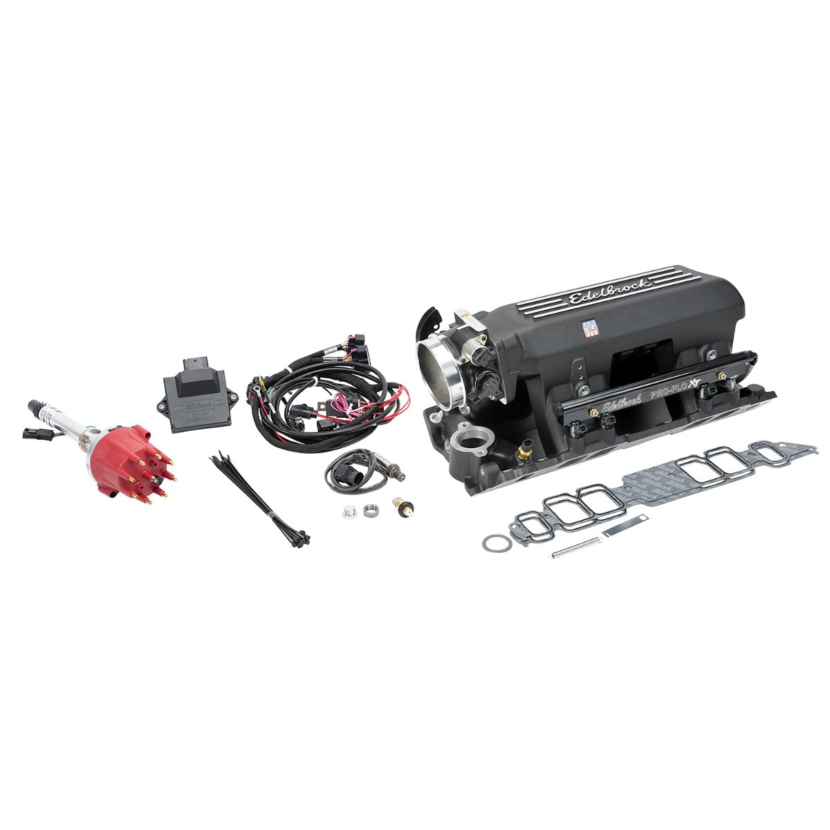 Edelbrock Pro Flo 4 XT EFI System Seq Port BBC Rect Port Std Deck 625 Max HP 35lb/hr Black Finish