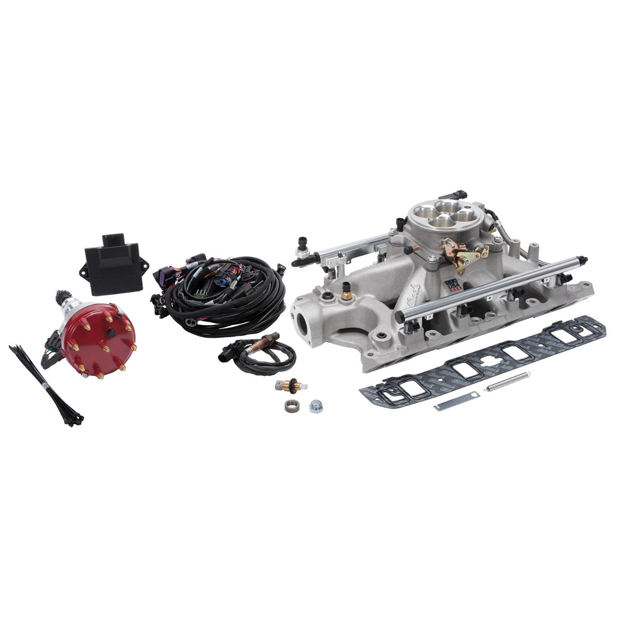 Edelbrock Pro Flo 4 EFI System Seq Port Ford Super Victor 8.2 302-347 625 HP 35lb/hr Satin Finish