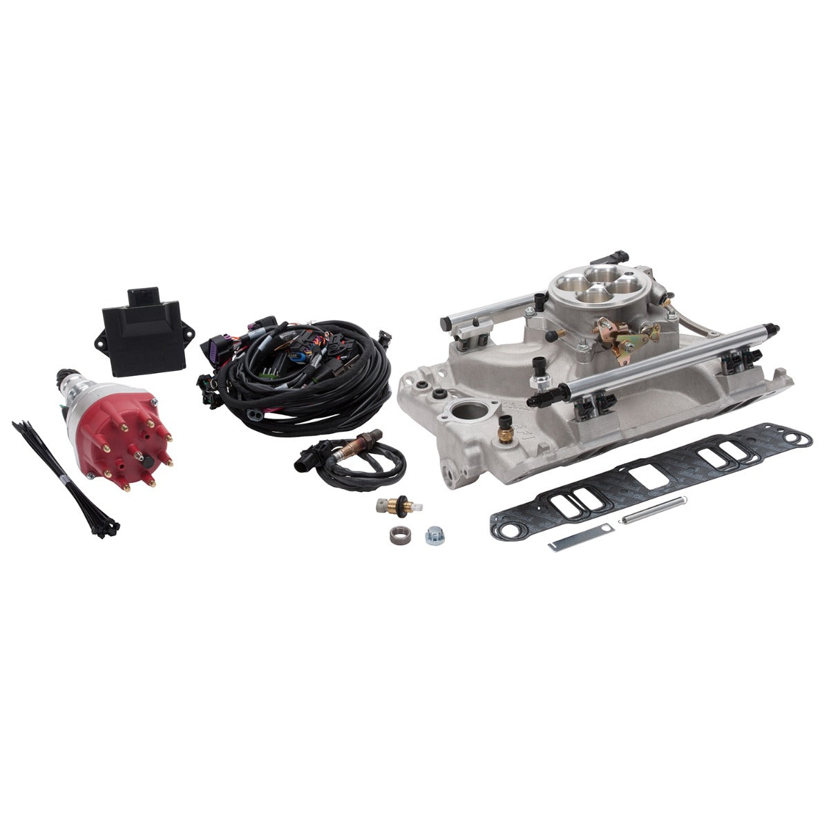 Edelbrock Pro Flo 4 Fuel Injection Kit Seq Port Pontiac 326-455 ci 550 Max HP 2 LbHr Injectors Satin