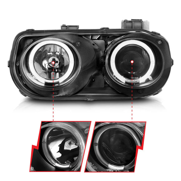ANZO 1994-1997 Acura Integra Projector Headlights w/ Halo Black