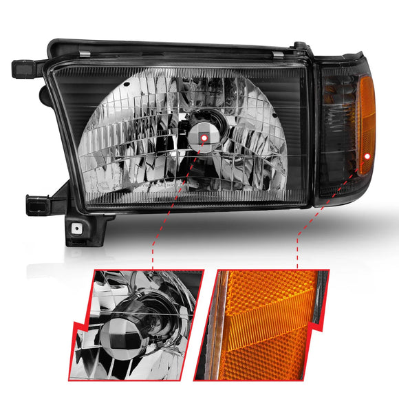 ANZO 1999-2002 Toyota 4Runner Crystal Headlights Black