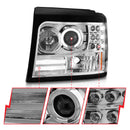 ANZO 1992-1996 Ford F-150 Projector Headlights w/ Halo Chrome w/ Side Markers and Parking Lights-4