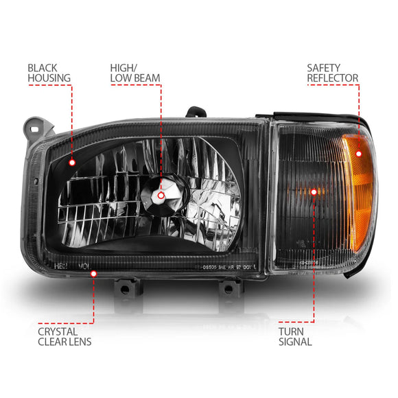 ANZO 1999-2004 Nissan Pathfinder Crystal Headlights Black