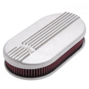 Edelbrock Air Cleaner Classic Series Oval Aluminum Top Cloth Element 17 5In X 9 35In X 3 9In Satin-2