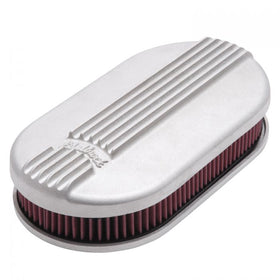 Edelbrock Air Cleaner Classic Series Oval Aluminum Top Cloth Element 17 5In X 9 35In X 3 9In Satin - 0