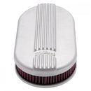 Edelbrock Air Cleaner Classic Series Oval Aluminum Top Cloth Element 17 5In X 9 35In X 3 9In Satin-3