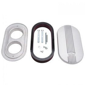 Edelbrock Air Cleaner Classic Series Oval Aluminum 17 5In X 9 35In X 4 45In Dual Carburetor
