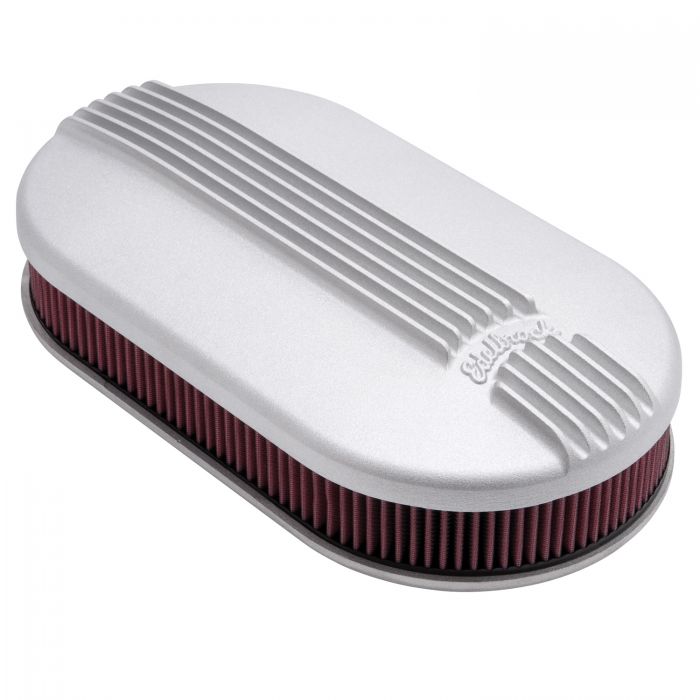Edelbrock Air Cleaner Classic Series Oval Aluminum 17 5In X 9 35In X 4 45In Dual Carburetor - 0