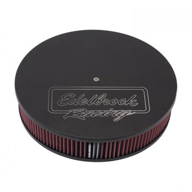 Edelbrock Air Cleaner Victor Series Round Aluminum Top Cloth Element 14In Dia X 3 125In Black