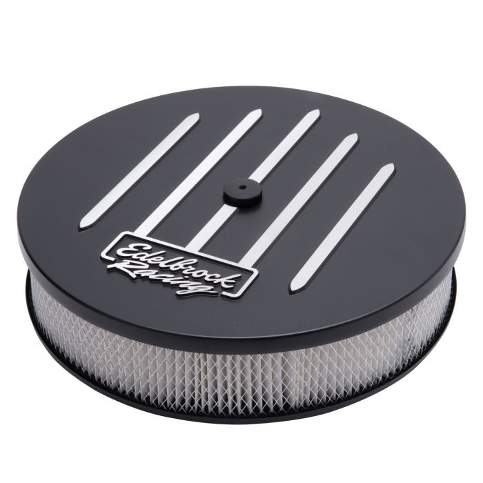 Edelbrock Air Cleaner Racing Series Round Aluminum Top Cloth Element 14In Dia X 3 125In Dropped Base - 0