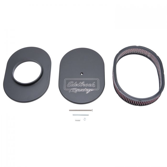 Edelbrock Air Cleaner Victor Series Oval Aluminum Top Cloth Element 11 875In X 8 25In X 3 75In Black - 0