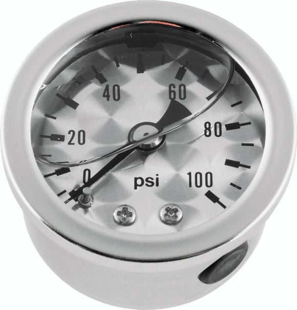 Bikers Choice 0-100 PSI Oil Pressure Gauge Engine Turned Face SS Bezel Liquid Filled Universal Cstm