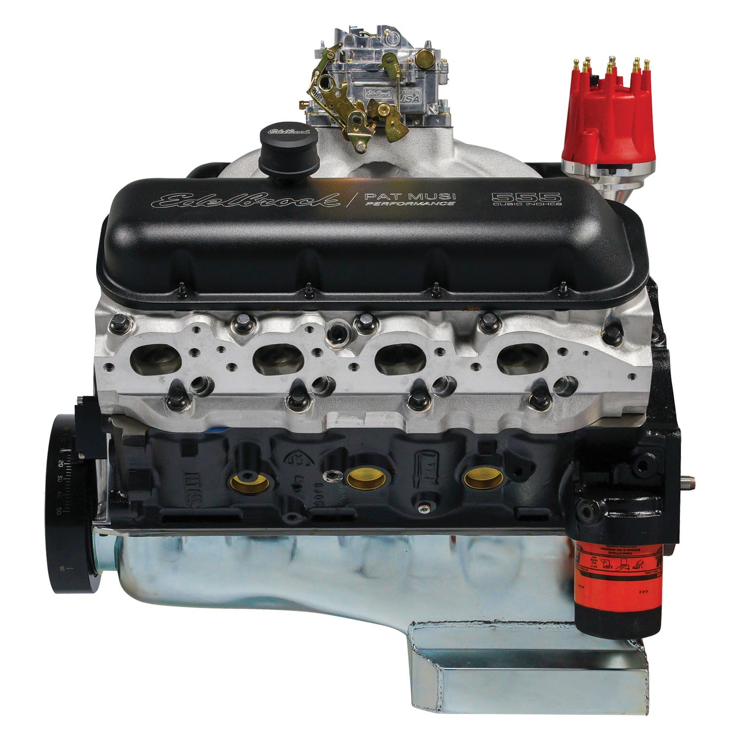 Edelbrock Crate Engine Edelbrock/Pat Musi 555 RPM XT BBC 675 HP Stock Exhaust Port Location - 0