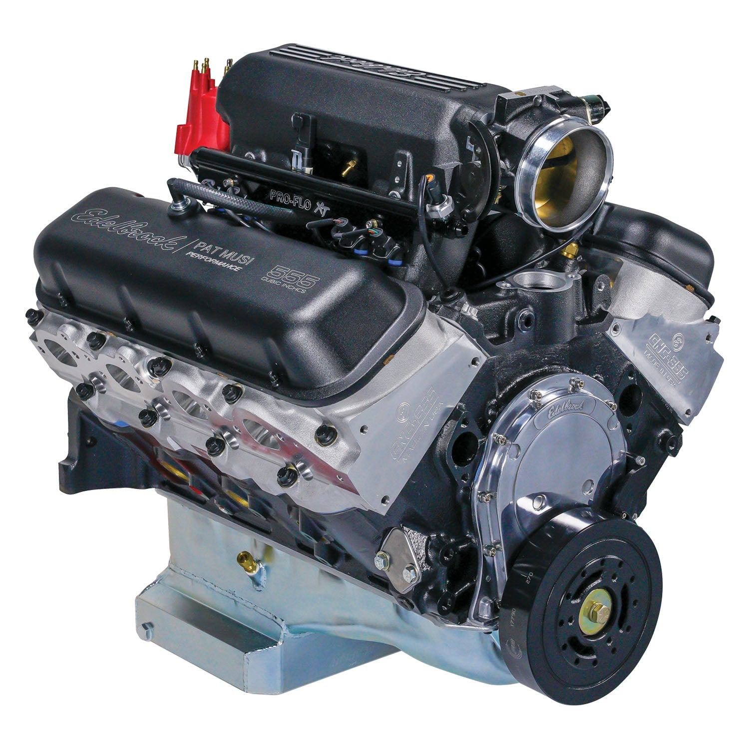 EDELBROCK CRATE ENGINE. EDELBROCK/MUSI 555 BBC PRO FLO 4 XT EFI