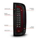 ANZO 15-21 Chevrolet Colorado Full LED Tail Lights w/ Red Lightbar Black Housing Smoke Lens-2