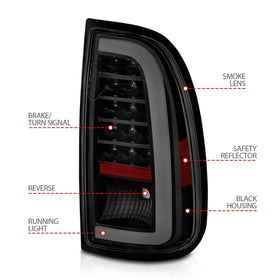 ANZO 00-06 Toyota Tundra (Std. Bed/Reg Cab) LED Taillights w/Light Bar Black Housing Smoke Lens - 0
