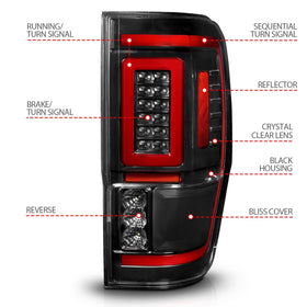 ANZO 19-22 Ford Ranger Full LED Taillights w/ Lightbar Sequential Signal Black Housing/Clear Lens - 0