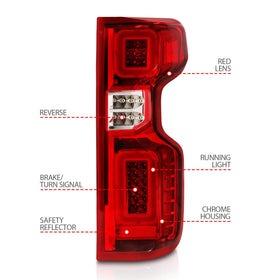 Anzo 19-21 Chevy Silverado Work Truck Full LED Tailights Chrome Housing Red Lens G2(w/C Light Bars) - 0