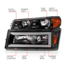 ANZO 04-12 GM Colorado/Canyon/I-Series Crystal Headlights - w/ Light Bar Black Housing 4pcs-2