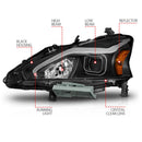 ANZO 13-15 Nissan Altima (w/o Factory HID Bulbs) Projector Headlights - w/ Light Bar Black Housing-2