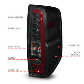 ANZO 2005-2021 Nissan Frontier LED Taillights Black Housing/Smoke Lens - 0