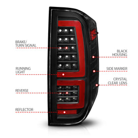 ANZO 2014-2021 Toyota Tundra LED Taillights Black Housing/Clear Lens - 0