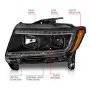 ANZO 11-13 Jeep Grand Cherokee (Factory Halogen Only) Projector Headlights w/Light Bar Swtchbk Black-2