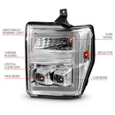 ANZO 08-10 Ford F-250 - F-550 Super Duty Projector Headlights w/ Light Bar Switchback Chrome Housing-2