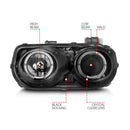 ANZO 1994-1997 Acura Integra Projector Headlights w/ Halo Black-5