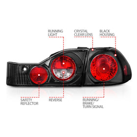 ANZO 1998-2000 Honda Accord Taillights Black - 0