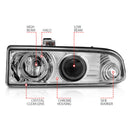ANZO 1998-2005 Chevrolet S-10 Projector Headlights w/ Halo Chrome-5