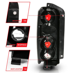 ANZO 1997-2001 Jeep Cherokee Taillights Black - 0