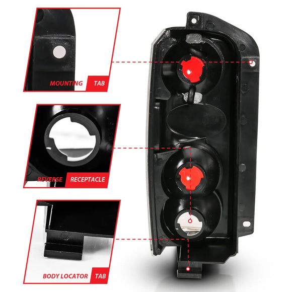 ANZO 1997-2001 Jeep Cherokee Taillights Black