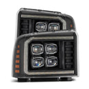 AlphaRex 05-07 Ford F250/350/450/550 Super Duty NOVA LED Proj HL Blk w/Actv Light & Seq Sig + SB DRL-1